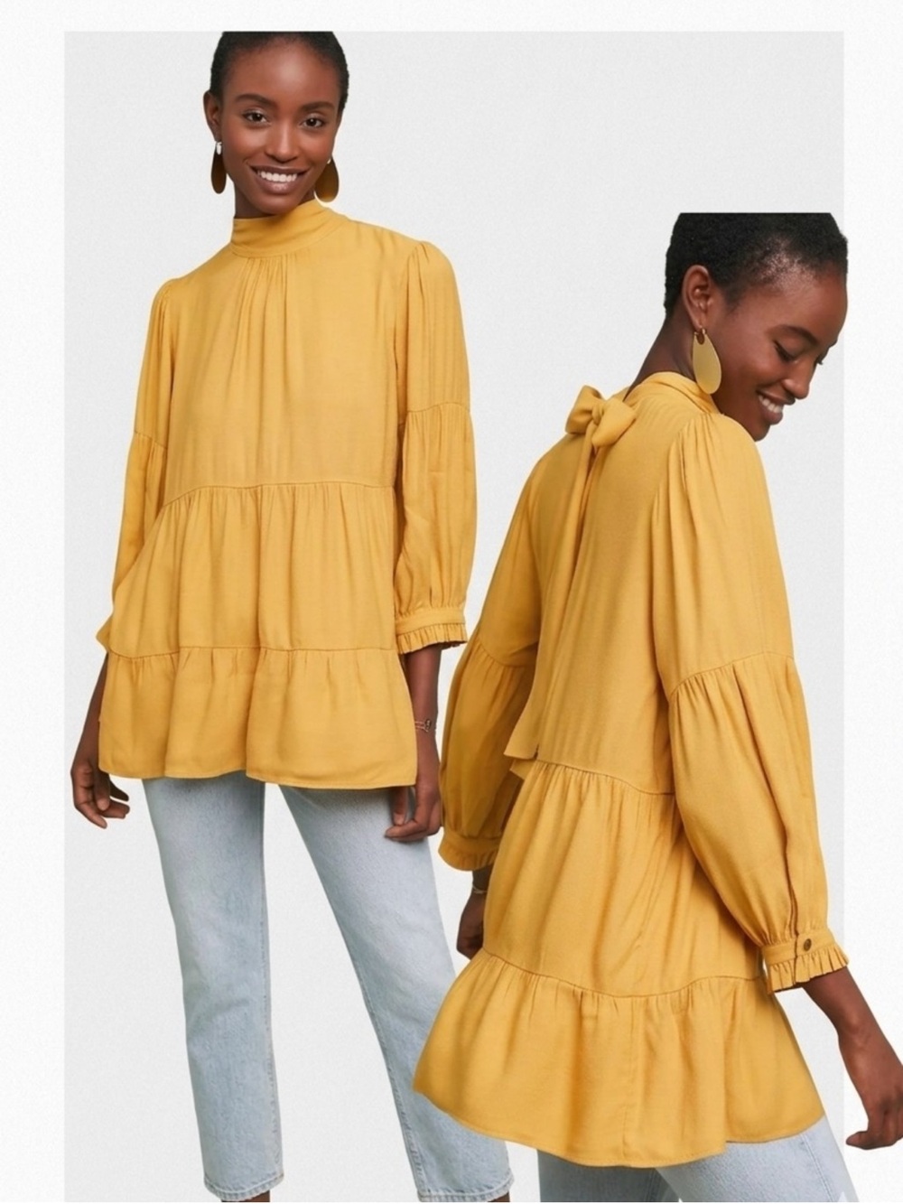 Anthropologie Maeve Goldie Tiered Tunic Blouse - Size Small NWT